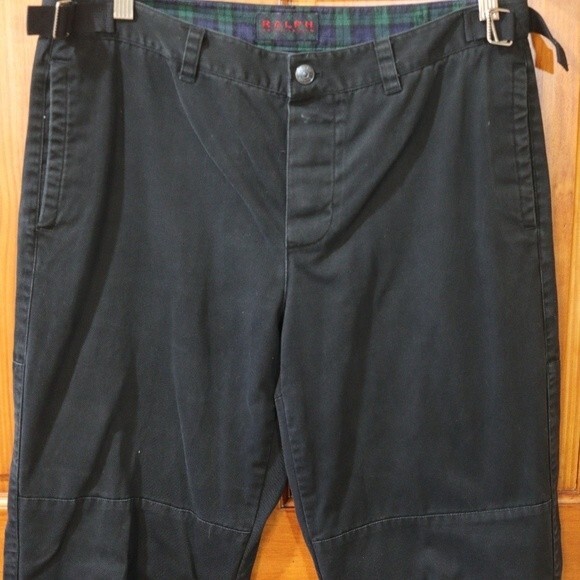 Vintage Ralph Ralph Lauren  Black Baggy Wide Leg Chino Jean's 10 90s y2k - Picture 2 of 16